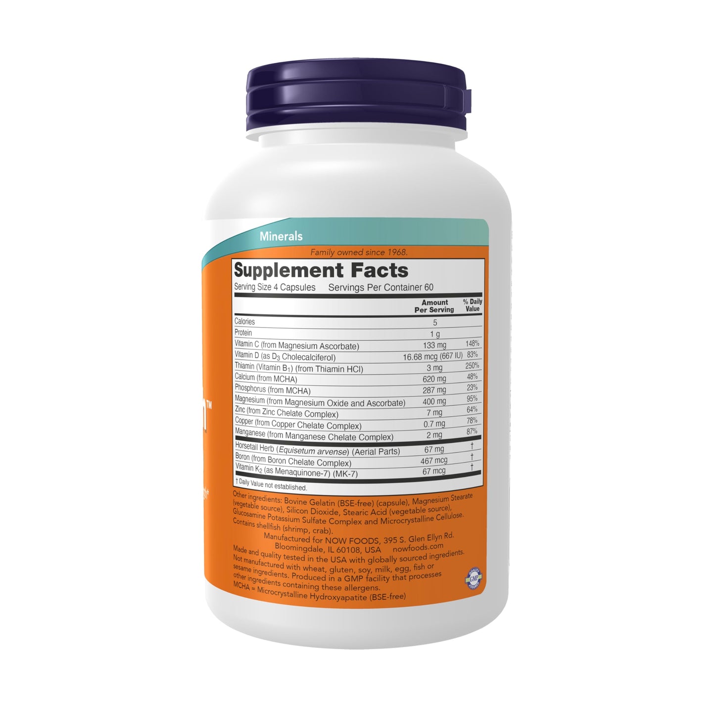 NOW Foods Supplements, Bone Strength™ with Microcrystalline Hydroxyapatite (MCHA), Magnesium and Vitamins C,D and K, 240 Capsules