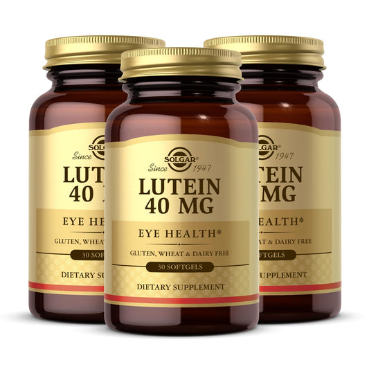 Solgar Lutein 40 mg, 30 Softgels (Pack of 3) - Supports Eye Health - Helps Filter Out Blue Light - Contains FloraGLO Lutein - Gluten Free, Dairy Free - 90 Total Servings