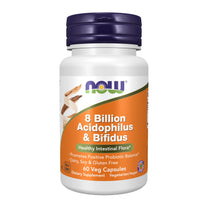 NOW Foods Supplements, 8 Billion Acidophilus & Bifidus, Dairy, Soy and Gluten Free, Strain Verified, 60 Veg Capsules