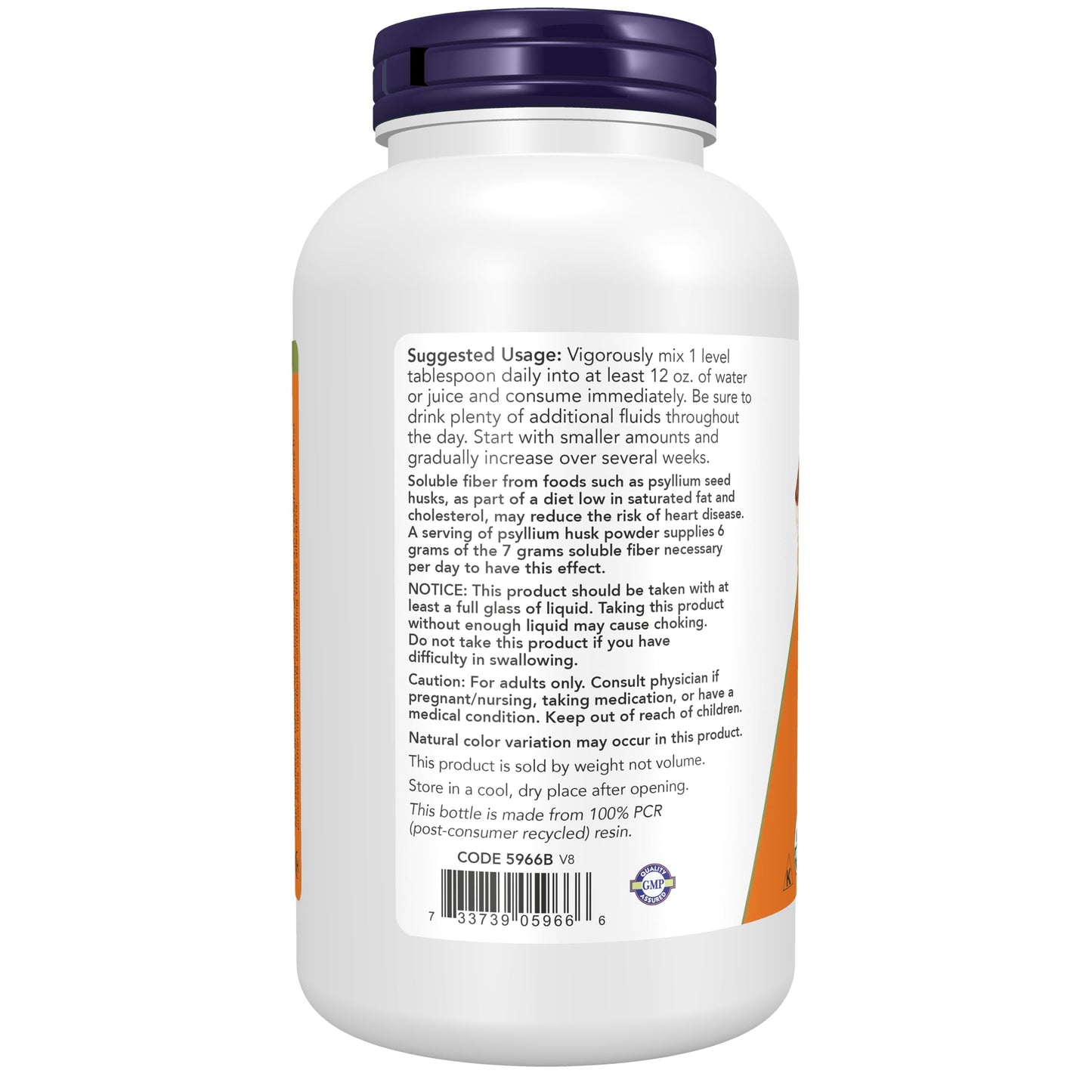 NOW Foods Supplements, Psyllium Husk Powder, Certified Organic, Non-GMO Project Verified, Soluble Fiber, 12-Ounce
