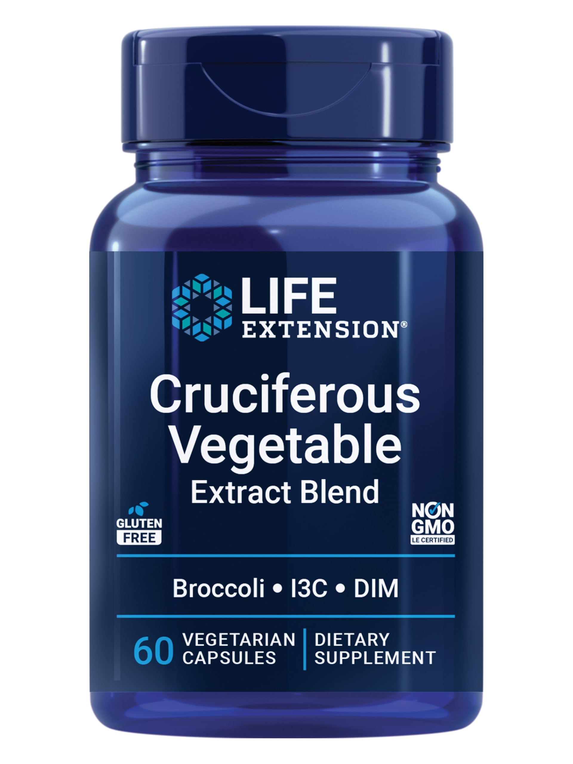 Life Extension Cruciferous Vegetable Extract Blend, Broccoli Extract, I3C, Helps Maintain DNA Health & Already Healthy Hormone Levels, Gluten Free, Non-GMO, Vegetarian, 60 Capsules