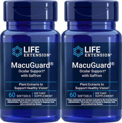 Life Extension MacuGuard Ocular Support with Saffron, 60 softgels (Pack of 2)