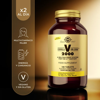 Solgar Formula VM-2000 (Multinutrient System), 180 Tablets - Contains Zinc