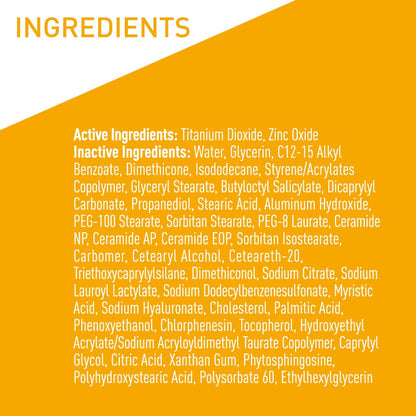 CeraVe Hydrating Mineral Sunscreen SPF 50 Face Sunscreen, Travel Size 2.5oz