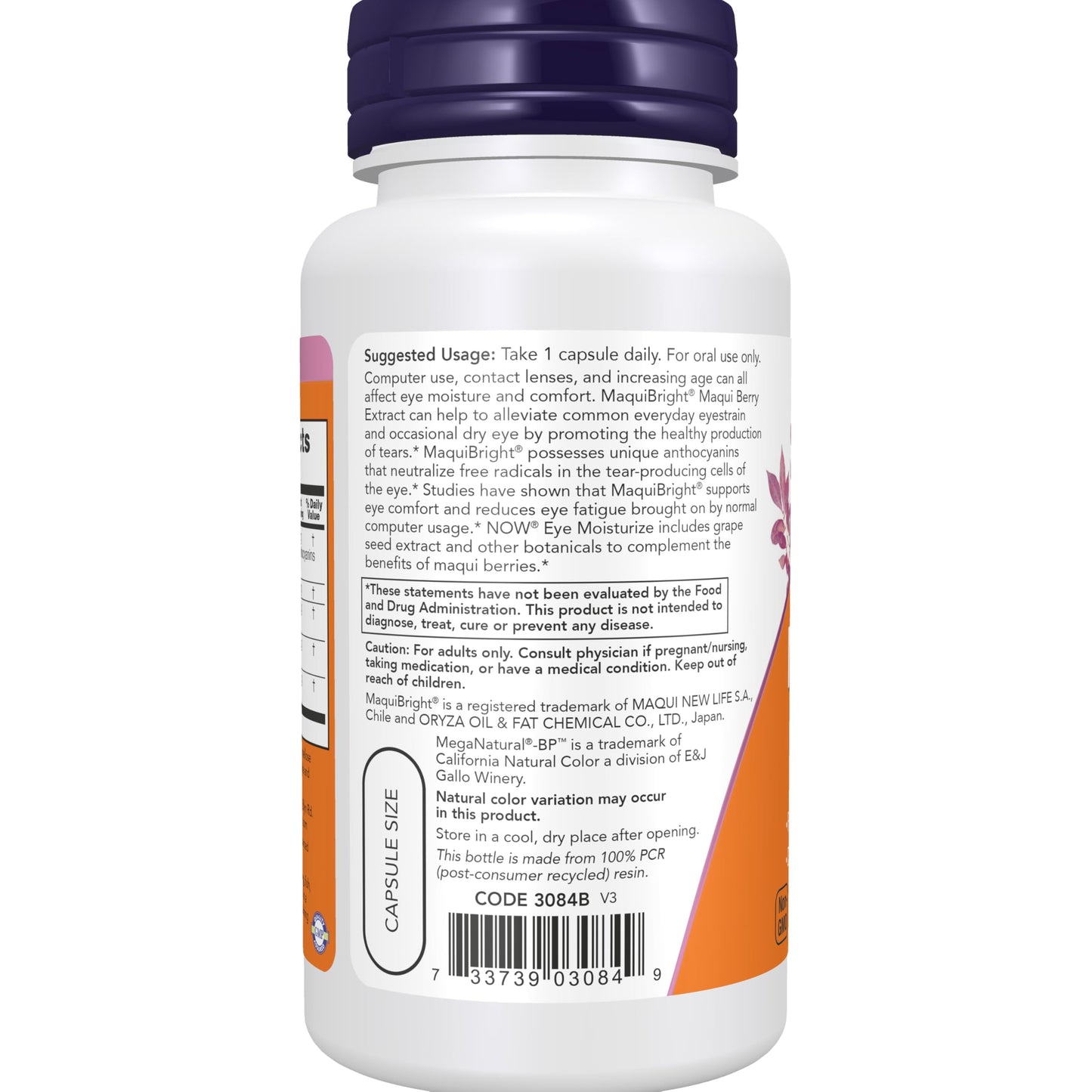 Now Supplements, Eye Moisturize with MaquiBright®, Ocular Health*, Promotes Healthy Tear Production*, Defense Against Normal Eyestrain*, 60 Veg Capsules