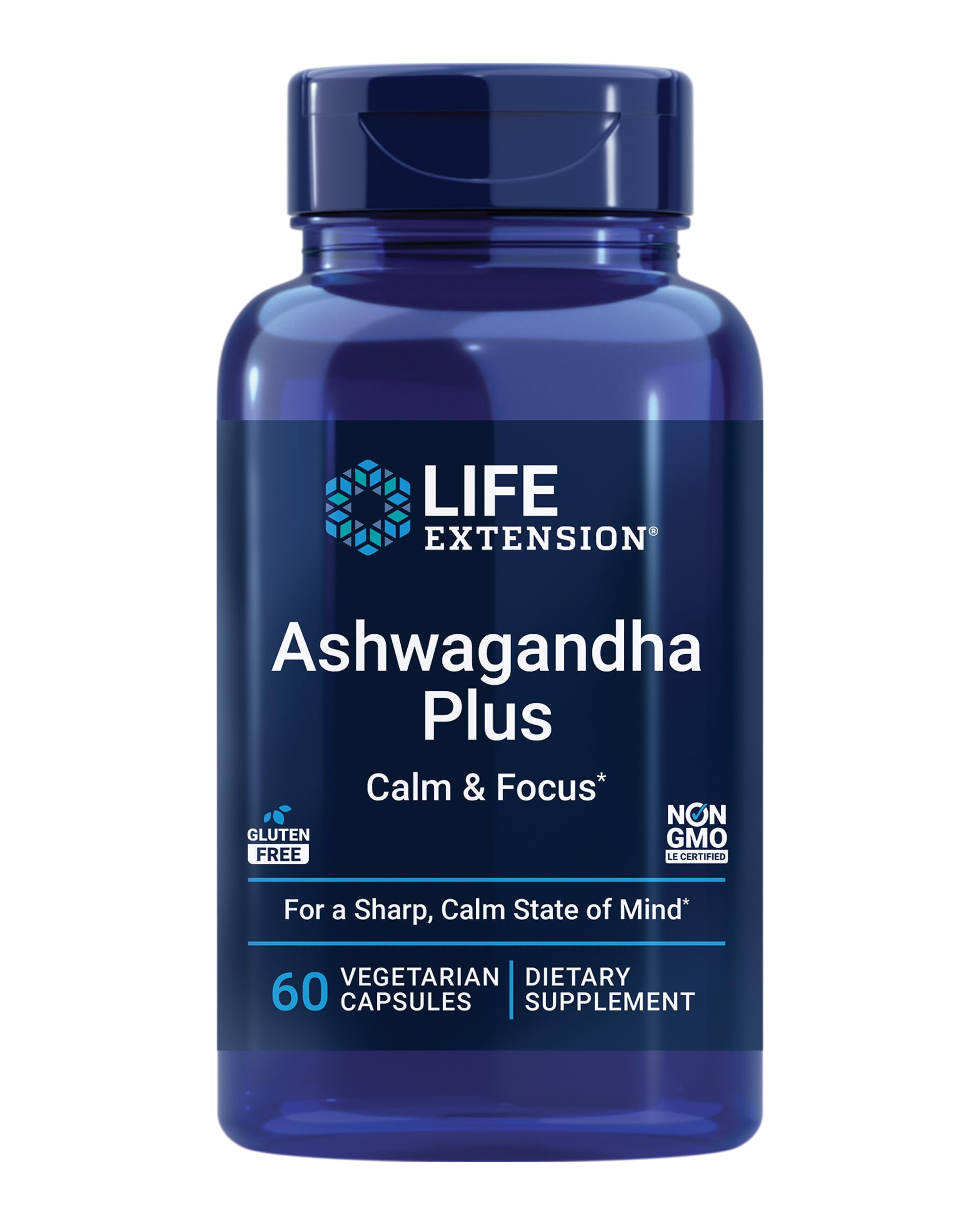 Life Extension Ashwagandha Plus Calm and Focus, 60 Vegetarian Capsules