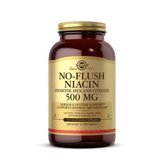 Solgar No-Flush Niacin 500 mg, 250 Vegetable Capsules - No-Flush Delivery