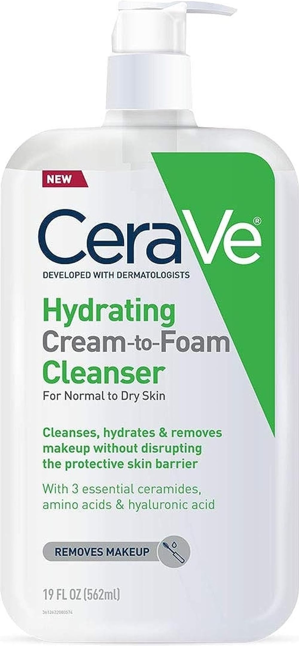 CeraVe Hydrating Cream To Foam Cleanser, Face Wash for Dry Skin, 19oz