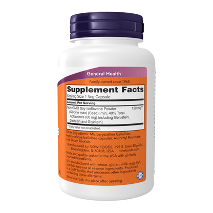 NOW Foods Supplements, Soy Isoflavones, 60 mg (Plant Compounds Particularly Concentrated in Soybeans, like Genistein, Daidzein and Glycitein), 120 Veg Capsules