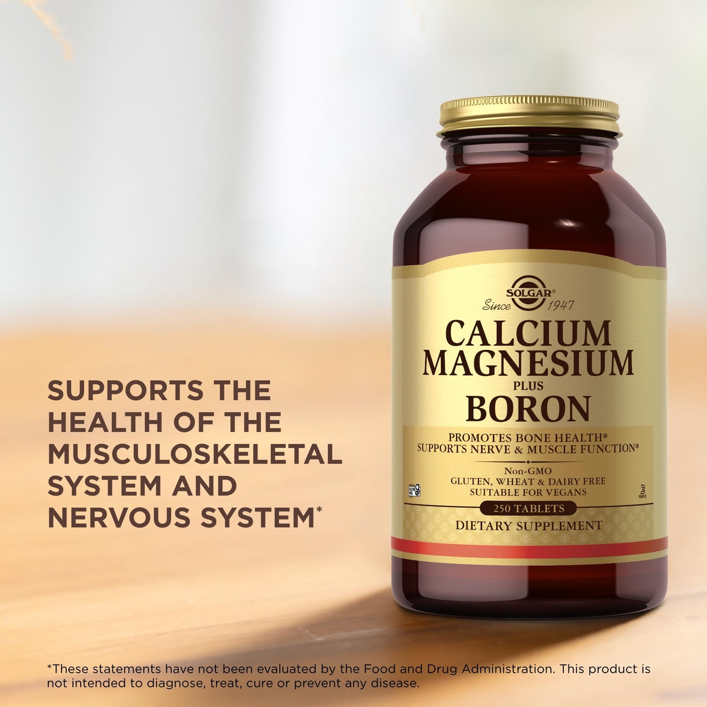 Solgar Calcium Magnesium Plus Boron - 250 Tablets, Pack of 3 - Non-GMO, Vegan, Gluten Free, Dairy Free, Kosher - 249 Total Servings