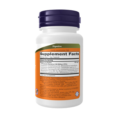 NOW Supplements, Probiotic-10™, 100 Billion, with 10 Probiotic Strains,Dairy, Soy and Gluten Free, Strain Verified, 30 Veg Capsules