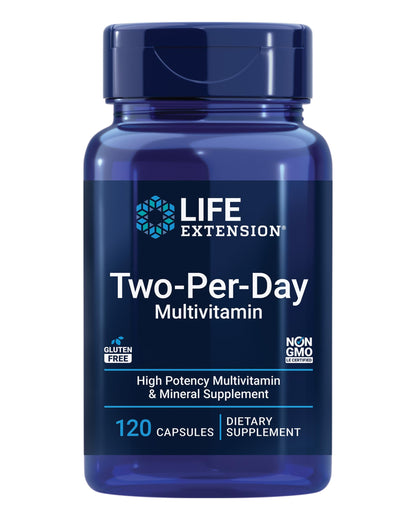 Life Extension Two-Per-Day Multivitamin, Vitamins B, C, D, zinc, 25 Vitamins, Minerals & extracts, 120 Capsules Bundle with N-Acetyl-L-Cysteine (NAC) 600 mg, 60 Capsules