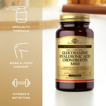 Solgar Glucosamine Hyaluronic Acid Condroitin MSM (Shellfish-Free) 120 Tablets - 2 Bottles