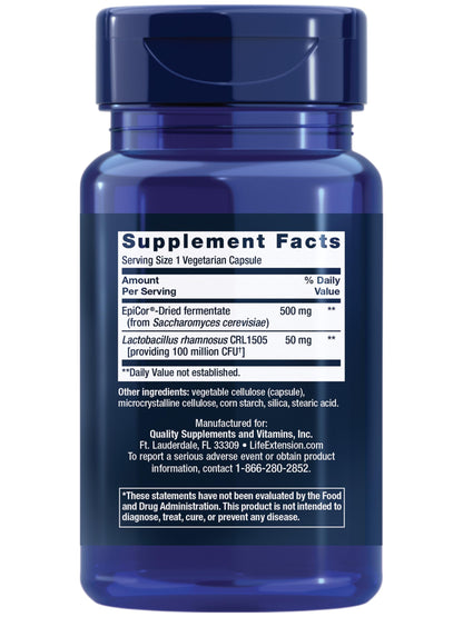 Life Extension FLORASSIST® Immune & Nasal Defense, L. rhamnosus CRL1505, Immune Response, Healthy Nasal Airflow, Seasonal Support, Gluten-Free, Non-GMO, 1 Daily, Vegetarian, 30 Capsules