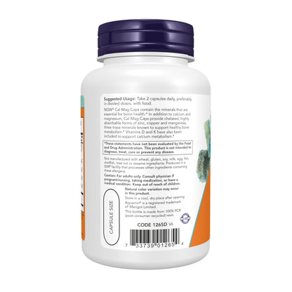 NOW Supplements, Cal-Mag with Zinc, Copper, Manganese and Vitamin D, 120 Capsules