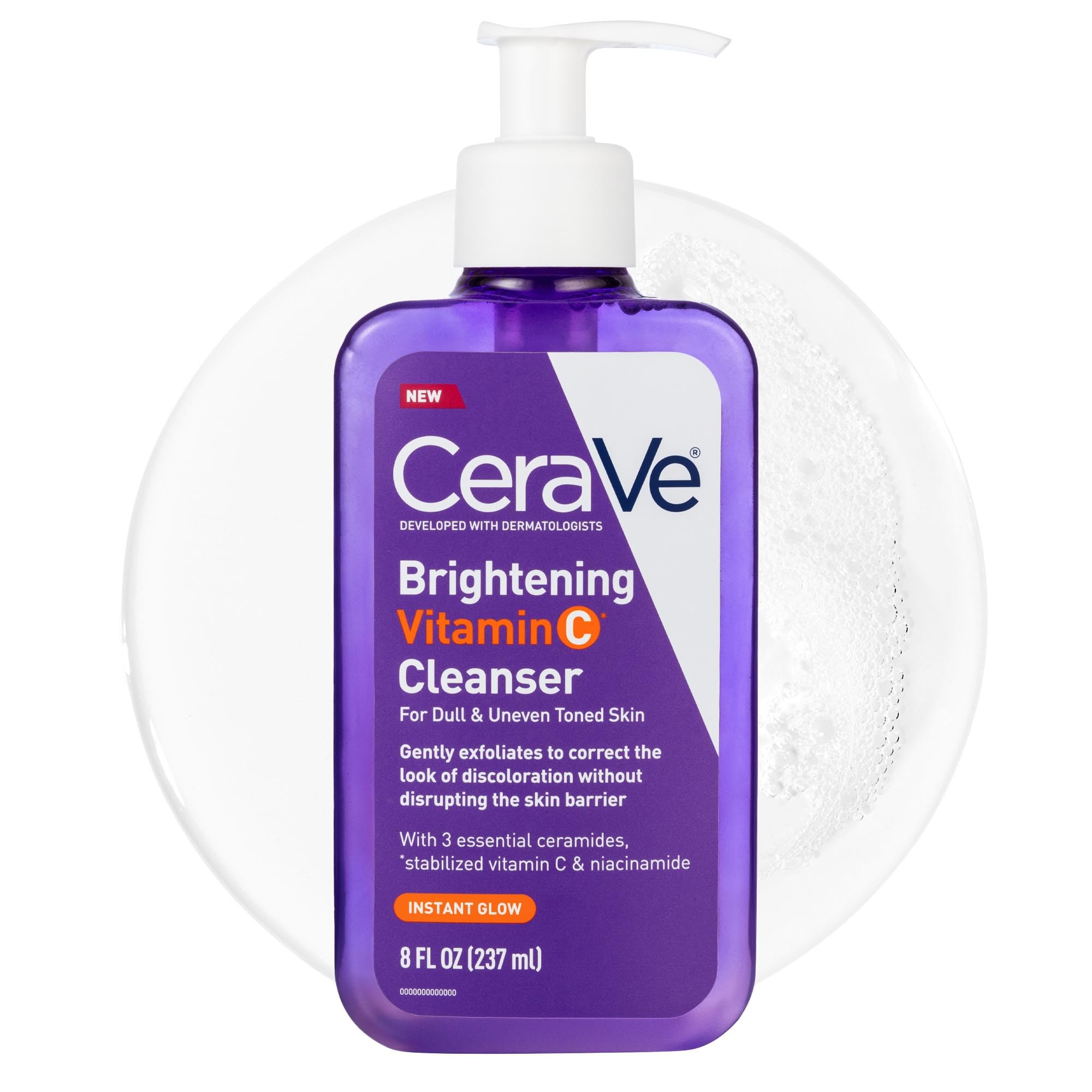 CeraVe Brightening Vitamin C Facial Cleanser, Niacinamide Face Wash, 8oz