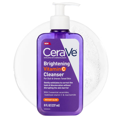CeraVe Brightening Vitamin C Facial Cleanser, Niacinamide Face Wash, 8oz