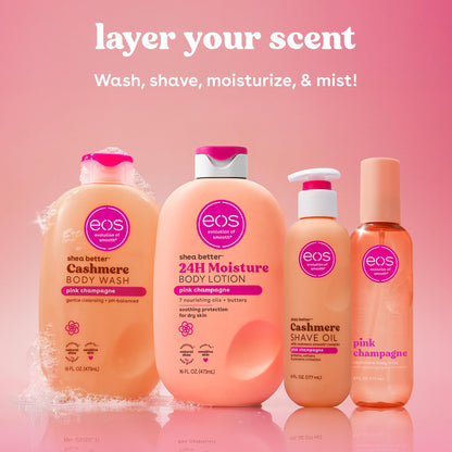 eos Cashmere Shave Oil- Pink Champagne, Moisturizing Shea Butter, 6 fl oz