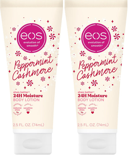 eos Shea Better Travel Size Body Lotion, Peppermint Cashmere, Holiday, Limited Edition Skin Care, 24-Hour Moisture, Body Lotion for Women, travel size toiletries, Vegan, 2.5 fl oz