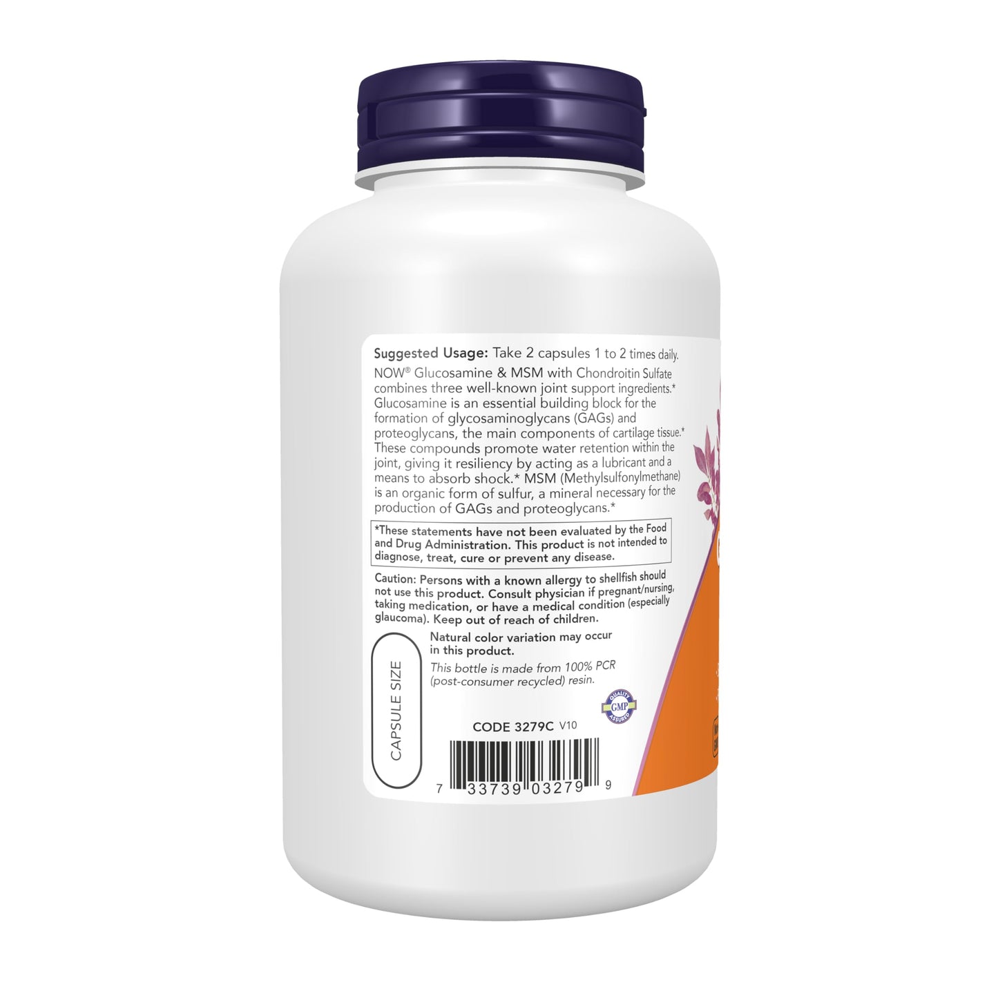 NOW Foods Supplements, Glucosamine & MSM plus Chondroitin Sulfate, Joint Health*, 180 Veg Capsules
