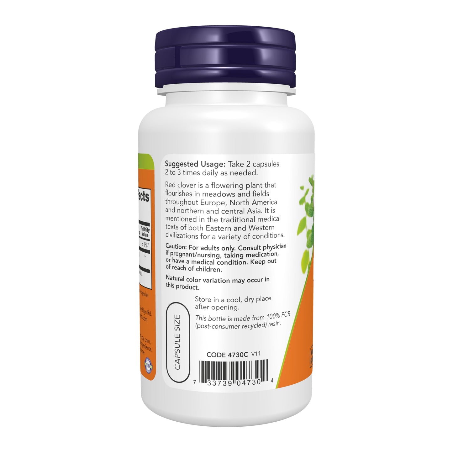 NOW Foods Supplements, Red Clover (Trifolium pratense) 375 mg, Herbal Supplement, 100 Veg Capsules