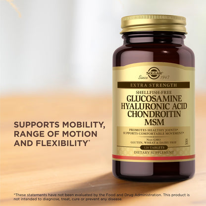Solgar Glucosamine Hyaluronic Acid Condroitin MSM (Shellfish-Free) 120 Tablets - 2 Bottles