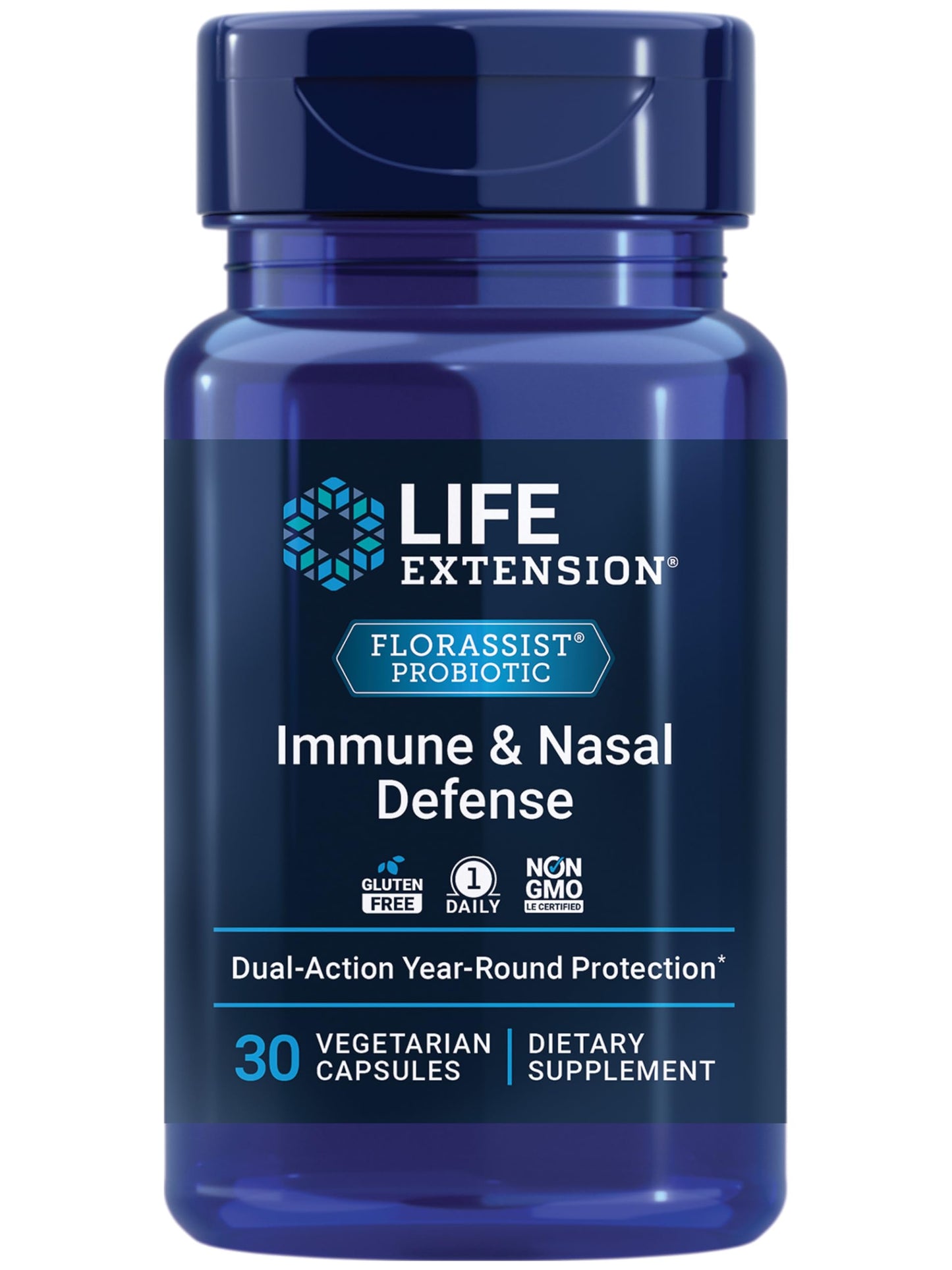 Life Extension FLORASSIST® Immune & Nasal Defense, L. rhamnosus CRL1505, Immune Response, Healthy Nasal Airflow, Seasonal Support, Gluten-Free, Non-GMO, 1 Daily, Vegetarian, 30 Capsules
