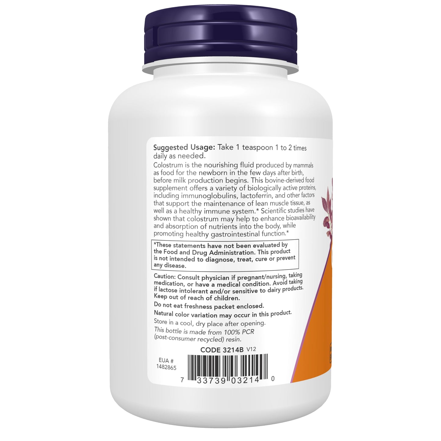 NOW Foods Supplements, Colostrum Powder, Naturally occurring Immunoglobulins and Lactoferrin, 3-Ounce