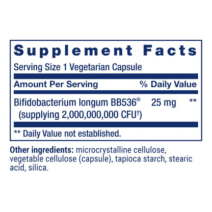 Life Extension Bifido GI Balance, probiotics, Bifidobacterium longum BB536® (2 Billion CFU), Support Healthy Gut & Digestive Health, Gluten-Free, Non-GMO, Vegetarian, 60 Capsules