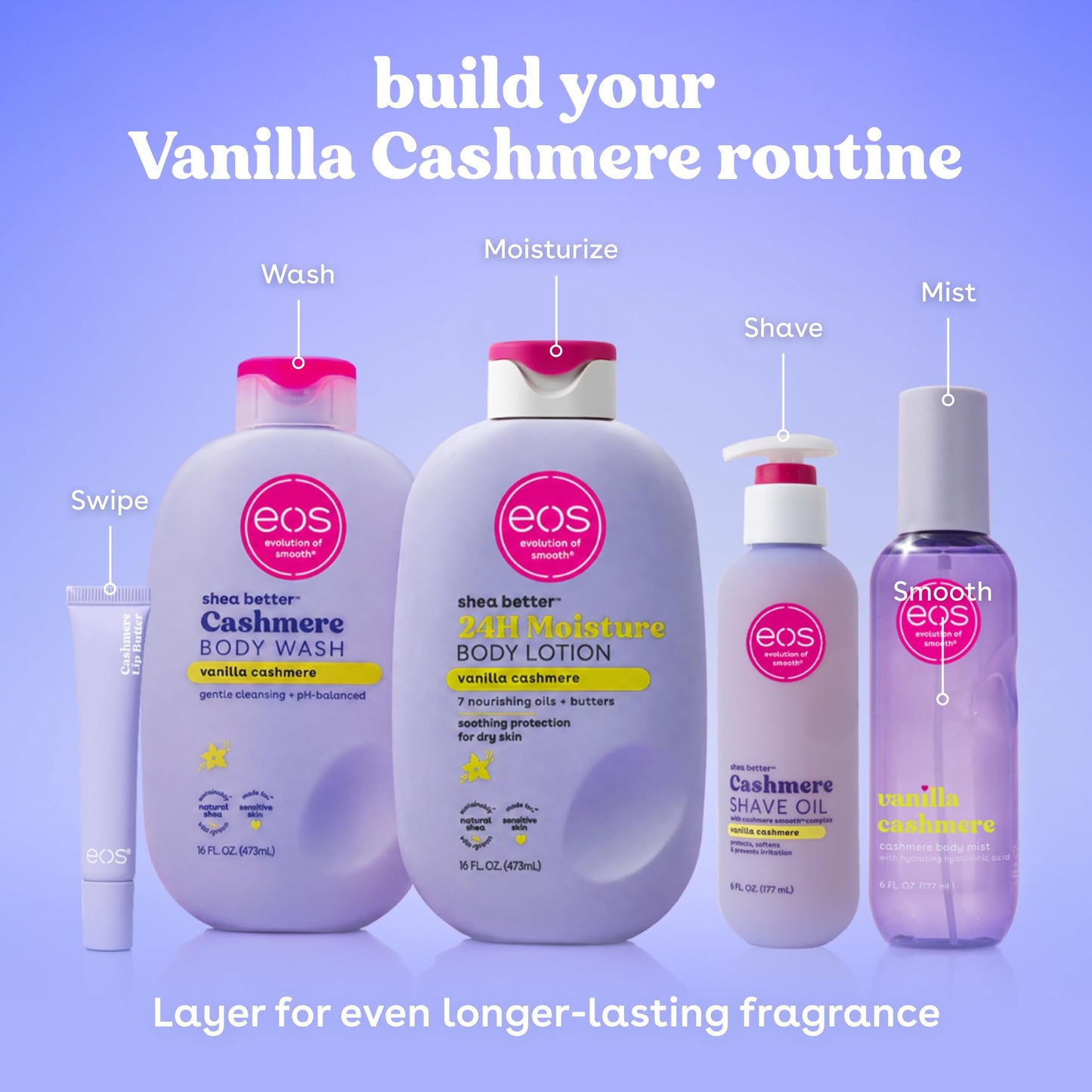 eos Lip Butter- Vanilla Cashmere, Peptide Lip Treatment, 0.35 oz