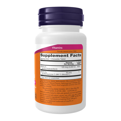 Now Supplements, D3 K2 Chewables, 90 Chewables Tablets