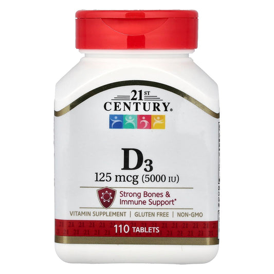 21st Century Vitamin D3 5000 IU Tablets, High Potency, 110 Count