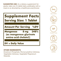 Solgar Chelated Manganese - 100 Tablets, Pack of 3 - Supports Bone, Joint & Nerve Health - Non-GMO, Vegan, Gluten Free, Dairy Free, Kosher - 300 Total Servings