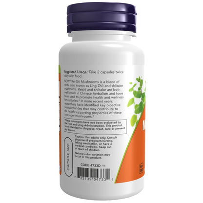NOW Foods Supplements, Rei-Shi Mushrooms 270 mg, Reishi/Shiitake Blend, Super Mushrooms, 100 Veg Capsules