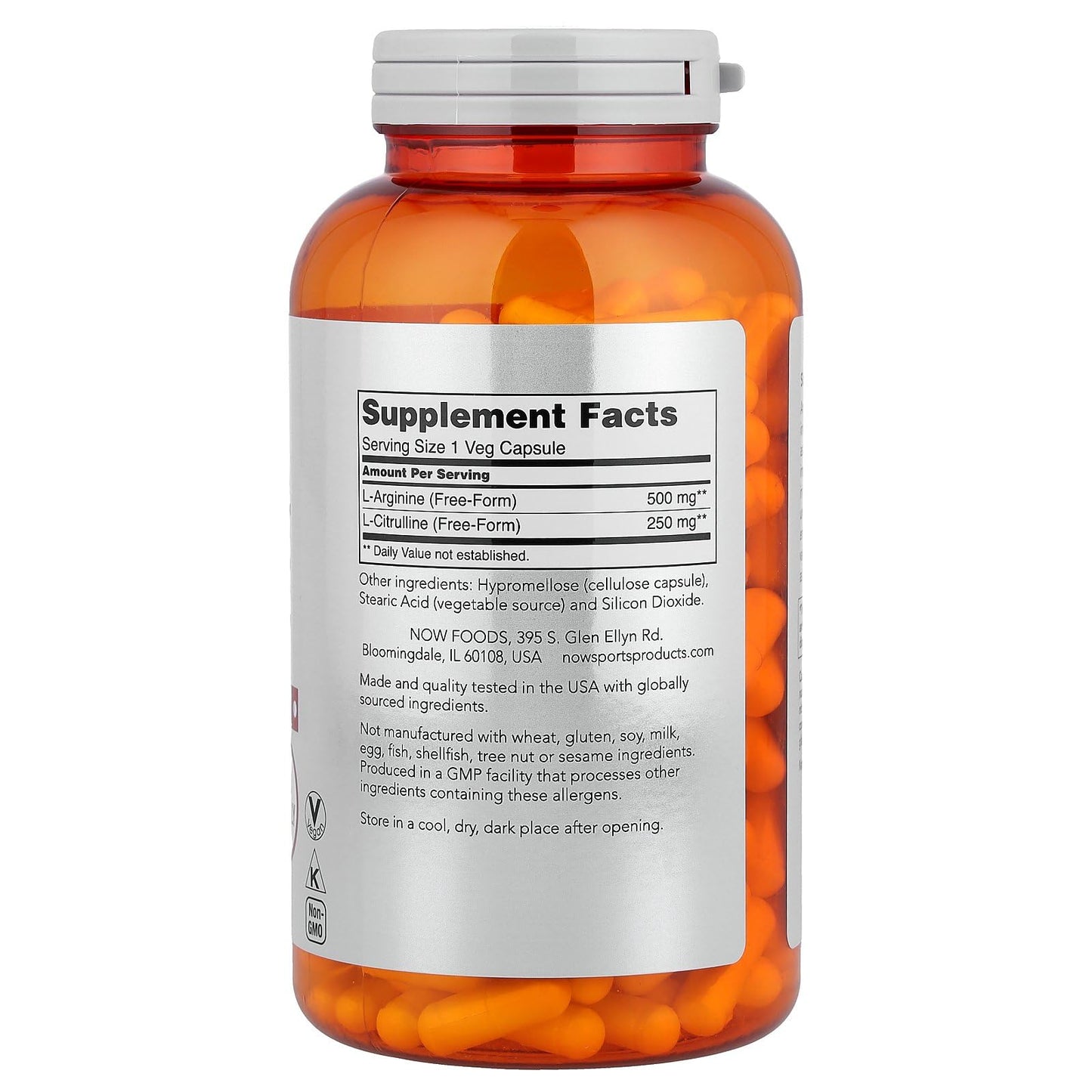 NOW Sports Nutrition, Arginine & Citrulline 500 mg/ 250 mg, Amino Acids, 240 Veg Capsules