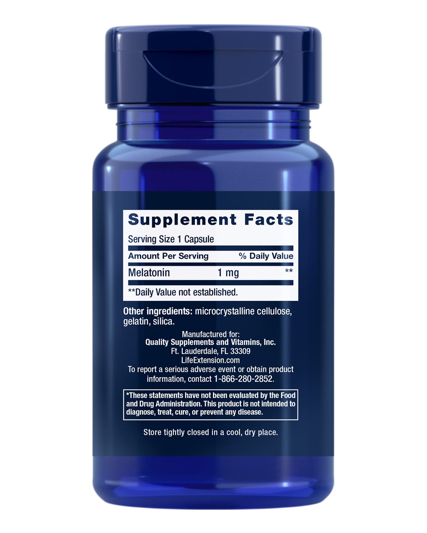 Life Extension Melatonin, 1 mg, 60 Capsules