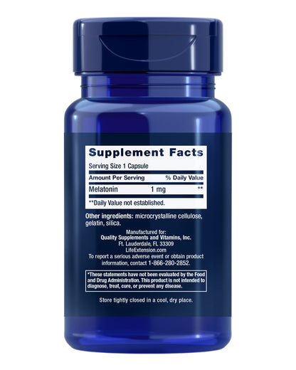 Life Extension Melatonin, 1 mg, 60 Capsules