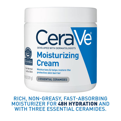 CeraVe Moisturizing Cream, Face & Body Moisturizer for Dry Skin, 19oz