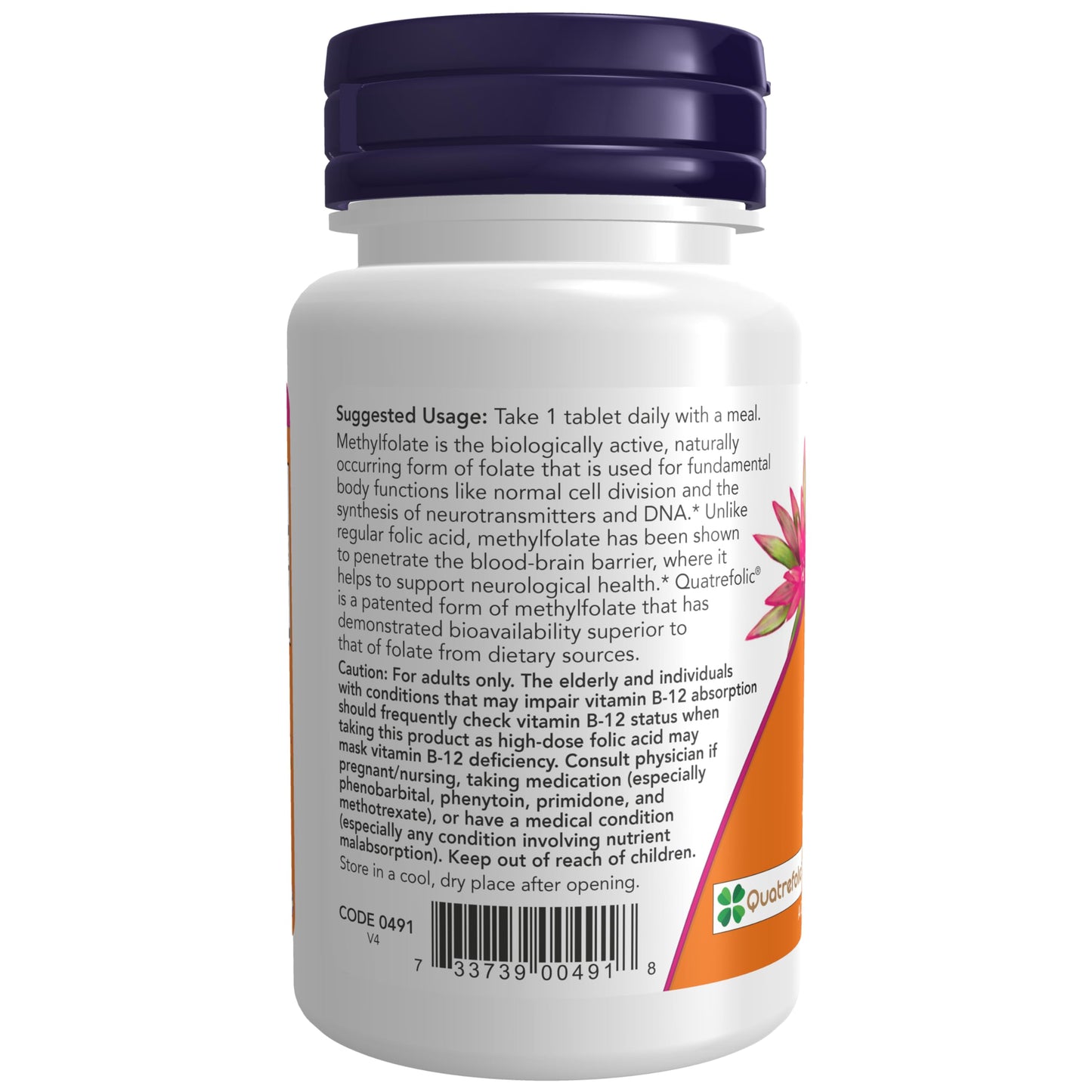 NOW Foods Supplements, Methyl Folate 1,000 mcg, Metabolically Active Folate*, Co-Enzyme B Vitamin, 90 Tablets