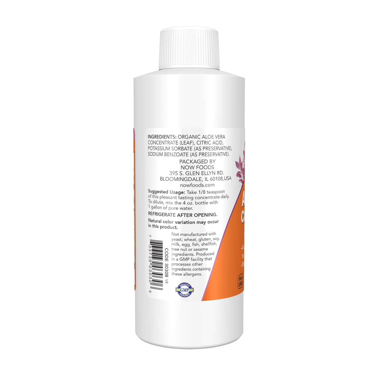 NOW Foods Supplements, Aloe Vera Concentrate (40:1 Concentrate Contains Active Polysaccharides), 4-Ounce