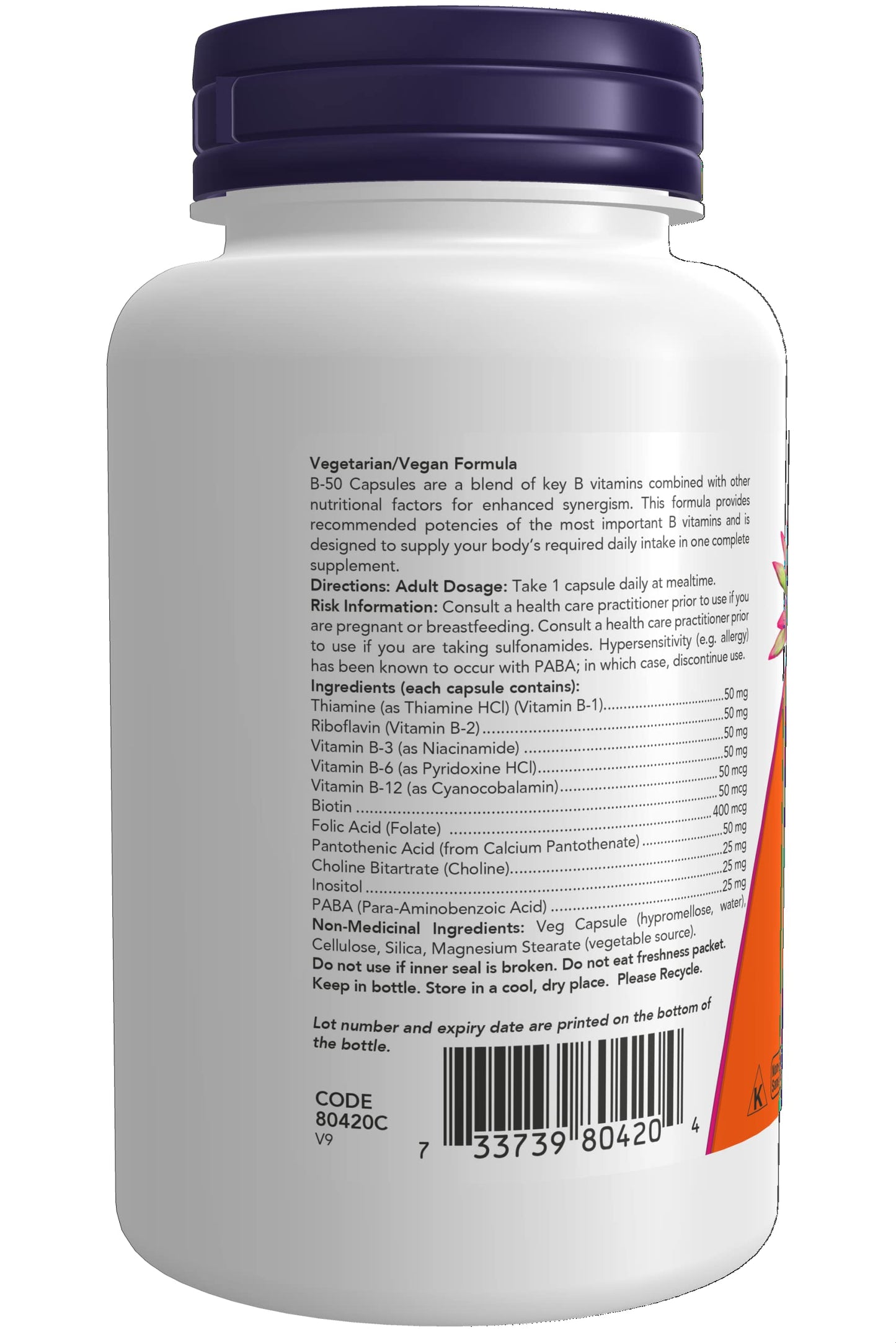 NOW Vitamin B-50 mg,100 Veg Capsules