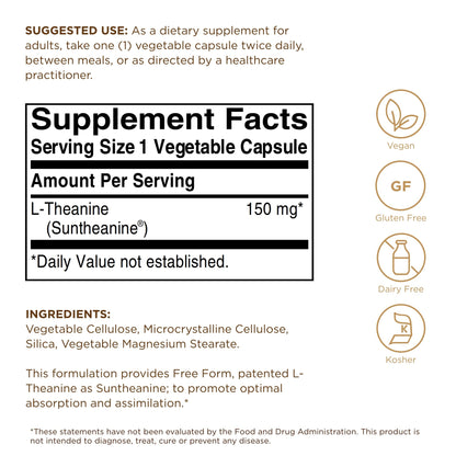 Solgar L-Theanine 150 mg, 60 Vegetable Capsules