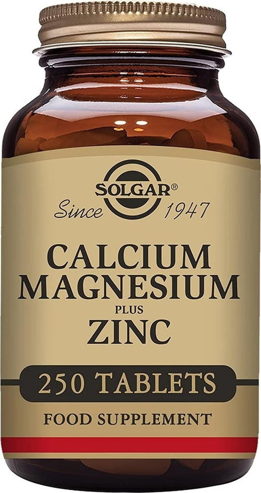 Solgar Calcium Magnesium Plus Zinc, 250 Tablets - Promotes Healthy Bones and Teeth - Supports Nerve & Muscle Function - Non GMO, Vegan, Gluten Free, Dairy Free, Kosher, Halal - 83 Servings
