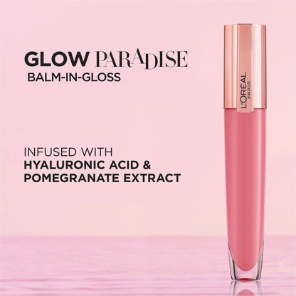 L'Oreal Paris Glow Paradise Hydrating Tinted Lip Balm-in-Gloss with Pomegranate Extract & Hyaluronic Acid, Ultra-Gentle, Non-Sticky Formula, Blissful Blush, 0.23 fl oz