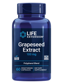 Life Extension Grapeseed Extract, Vitamin C, Calcium, resveratrol, polyphenols, Cardiovascular Health, antioxidant Protection, Gluten-Free, Non-GMO, Vegetarian, 60 Capsules