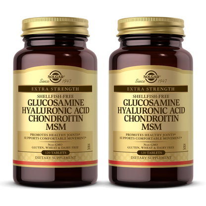 Solgar Glucosamine Hyaluronic Acid Condroitin MSM (Shellfish-Free) 120 Tablets - 2 Bottles