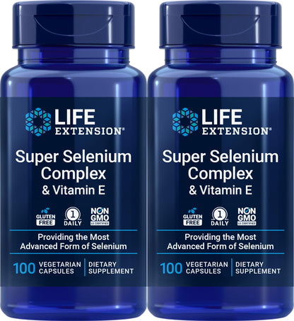 Life Extension Super Selenium Complex 200 mcg & Vitamin E, 100 Veg Caps (Pack of 2)