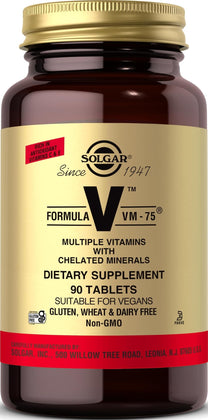 Solgar Formula VM-75, 90 Tablets - Vitamin A, B6, B12, C, D, E, Vegan
