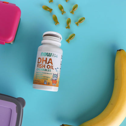 NOW Foods Supplements, DHA Kids 100 mg, Supports Brain Health*, Fruit Flavor, 60 Chewable Softgels, packaging may vary