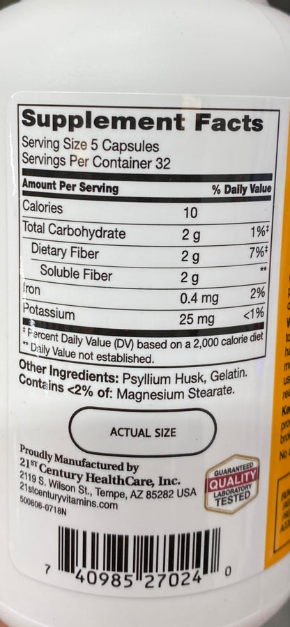21st Century, Psyllium Fiber, 160 Capsules - 2pc